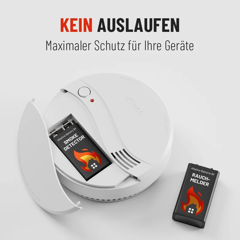 9 V Blockbatterien für Rauchmelder, Alkaline