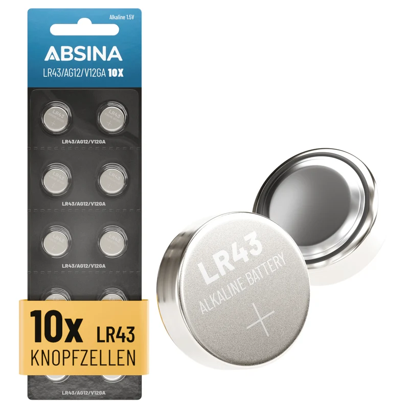 LR43 Knopfzellen (AG12), 1,5 V Alkaline