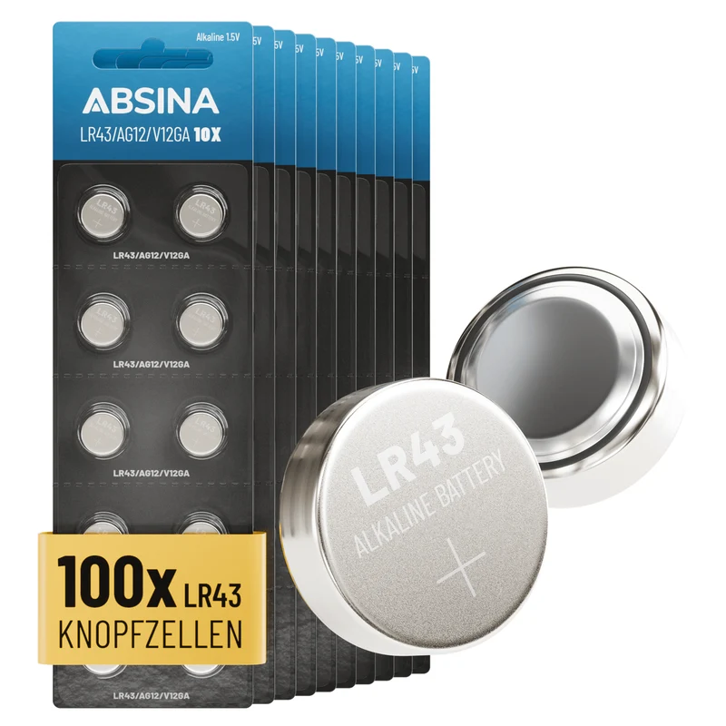 LR43 Knopfzellen (AG12), 1,5 V Alkaline