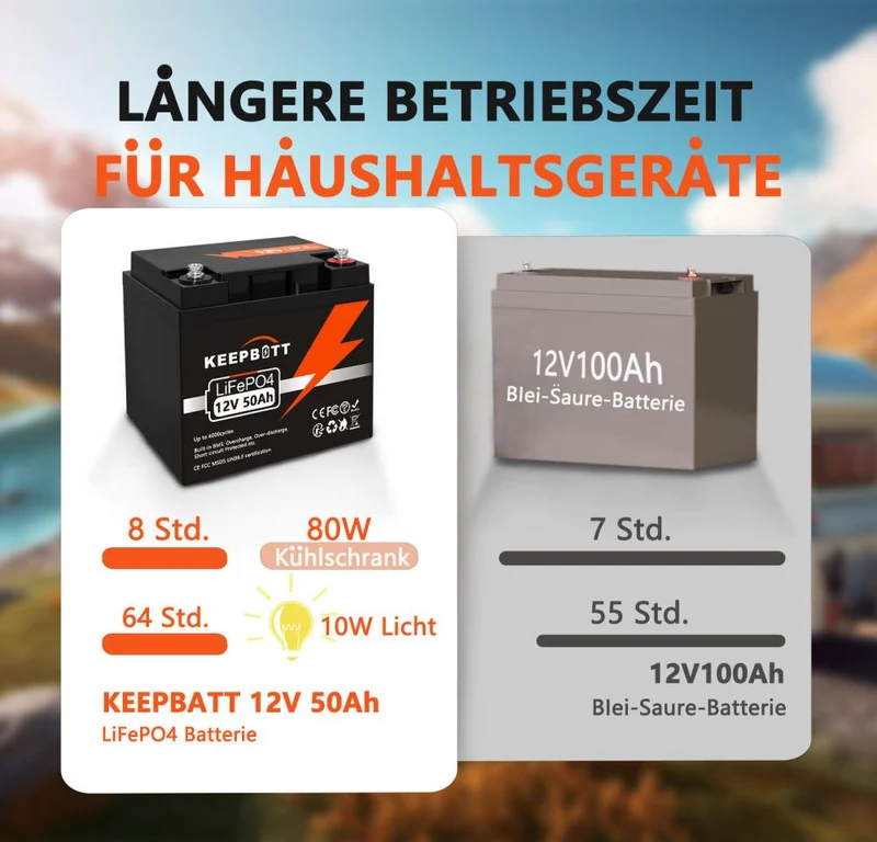 12V 50AH LiFePO4 Akku Wiederaufladbare Batterie Mit BMS Für Camping Wohnmobil Boot