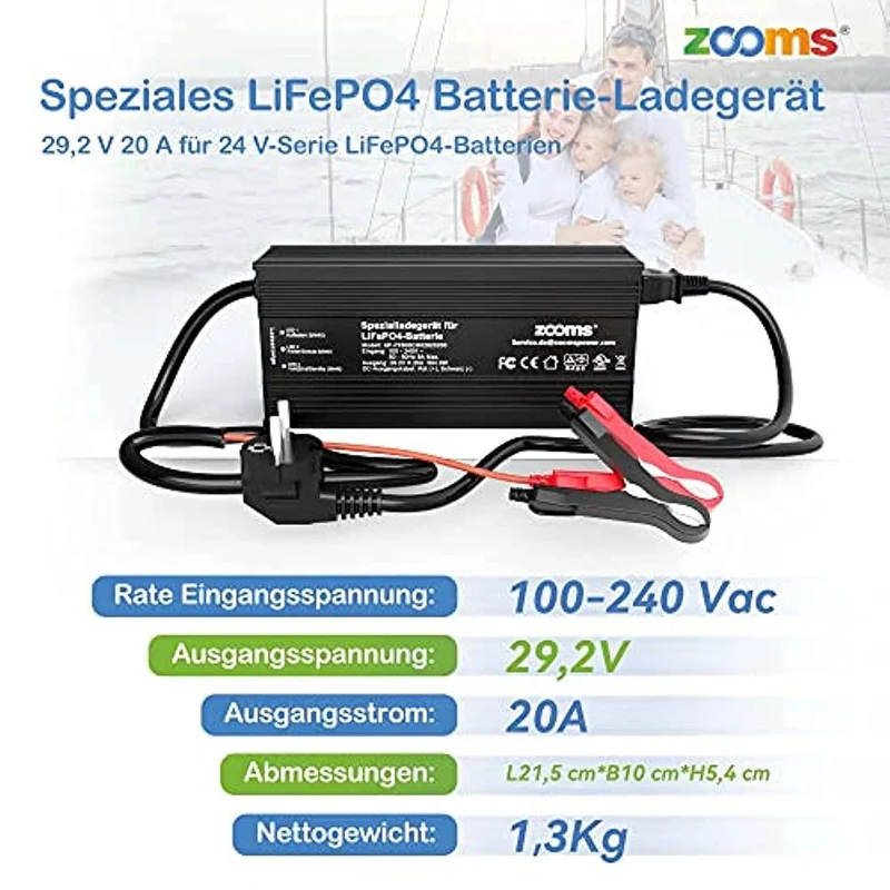 29.2V 20A Dediziertes LiFePO4-Ladegerät Für 24V(29.2V) Lithium Batterie Mit 4 Sicheren Schutzvorrichtungen