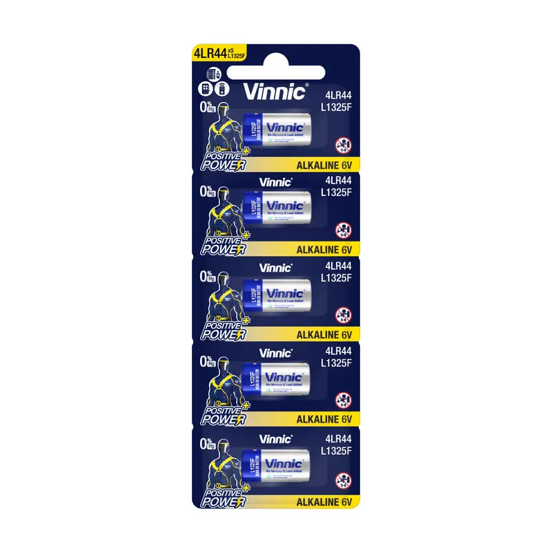 Vinnic - L1325F 4LR44 6V Alkaline Zylinderbatterie - 5 Stück
