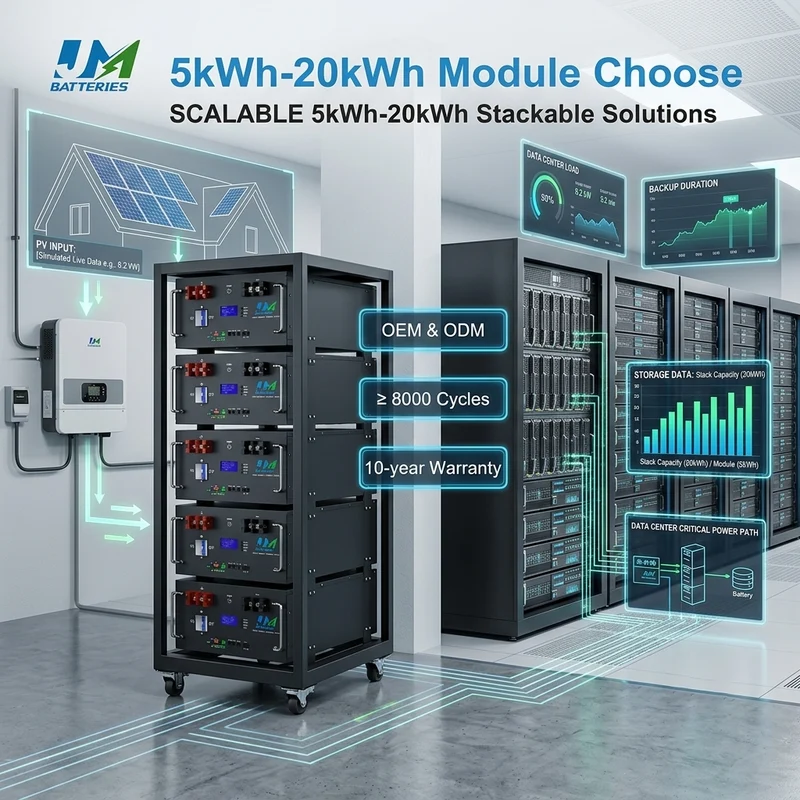 JM Wholesale Battery Supplier 48V 100Ah 200Ah 300Ah 400Ah Lithium Rack battery