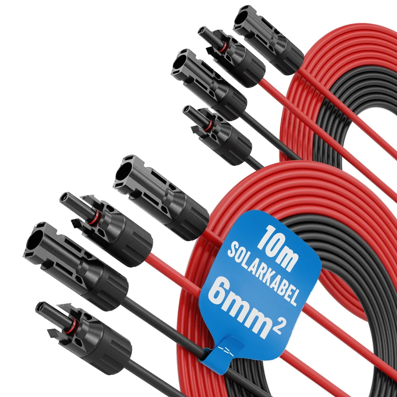 Solarkabel 6 mm², 10 m, mit Solarsteckern
