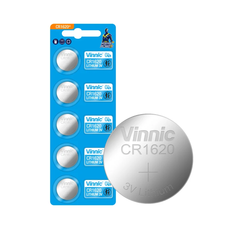 Vinnic - Lithium-Knopfzelle CR1620 5er-Pack