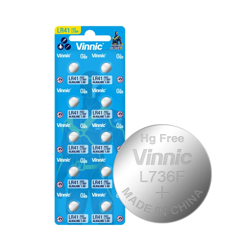 Vinnic - Alkaline Knopfzelle LR41 AG3 L736F 10 Stück