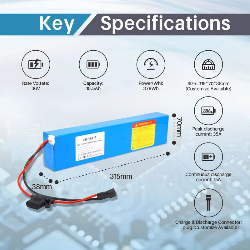 KEEPBATT 36V 10.5Ah Ersatzakku für E-TWOW BOOSTER S1 S2 S3 E-scooter akku