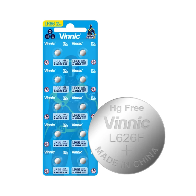 Vinnic - Alkaline Knopfzelle LR66 AG4 L626F 10 Stück