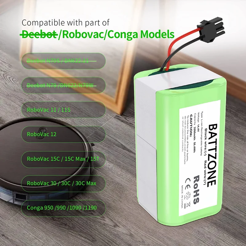 14,4 V 3500mAh Li-Ion Ersatzakku für Conga Excellence Conga Excellence y, Conga Excellence 990, Conga Excellence 950, Conga Excellence 1090