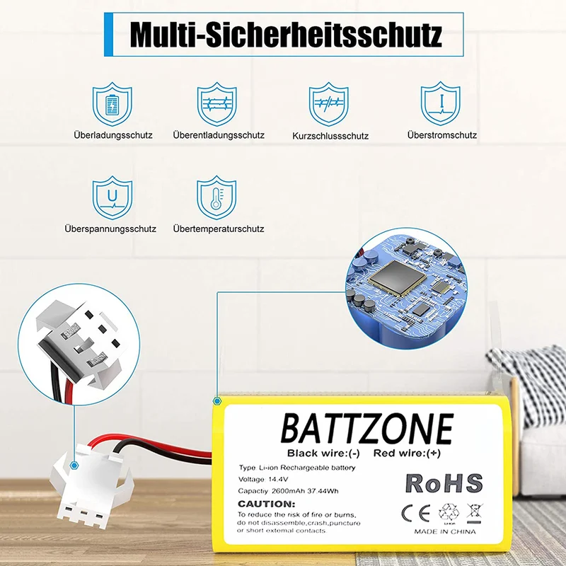 14,4 V 2600mAh Li-Ion Ersatzakku Für Cobos Dibo N79, Dibo N79S, Dibo DN622