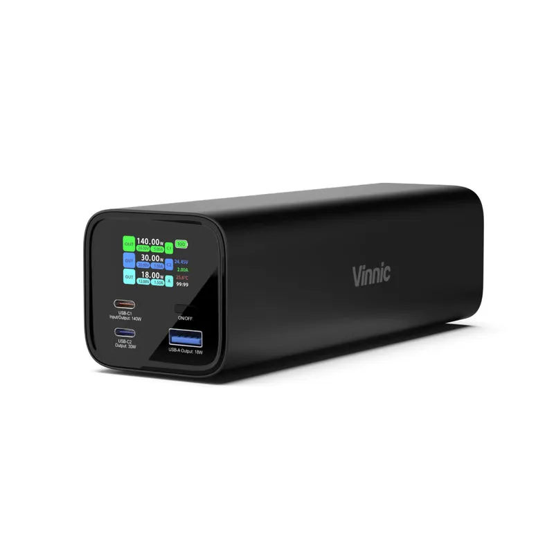 Vinnic Mount Parker 2 140 W 27000 mAh Powerbank – Schnelles Aufladen für Laptops und Telefone (flugtauglich)