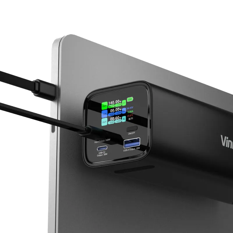 Vinnic Mount Parker 2 140 W 27000 mAh Powerbank – Schnelles Aufladen für Laptops und Telefone (flugtauglich)