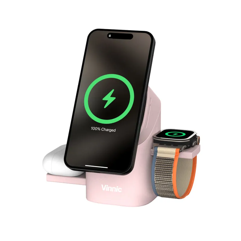 Vinnic OWL PEAK2 3-in-1 MagSafe Ladestation | Auto-Pop-up & Aktive Kühlung