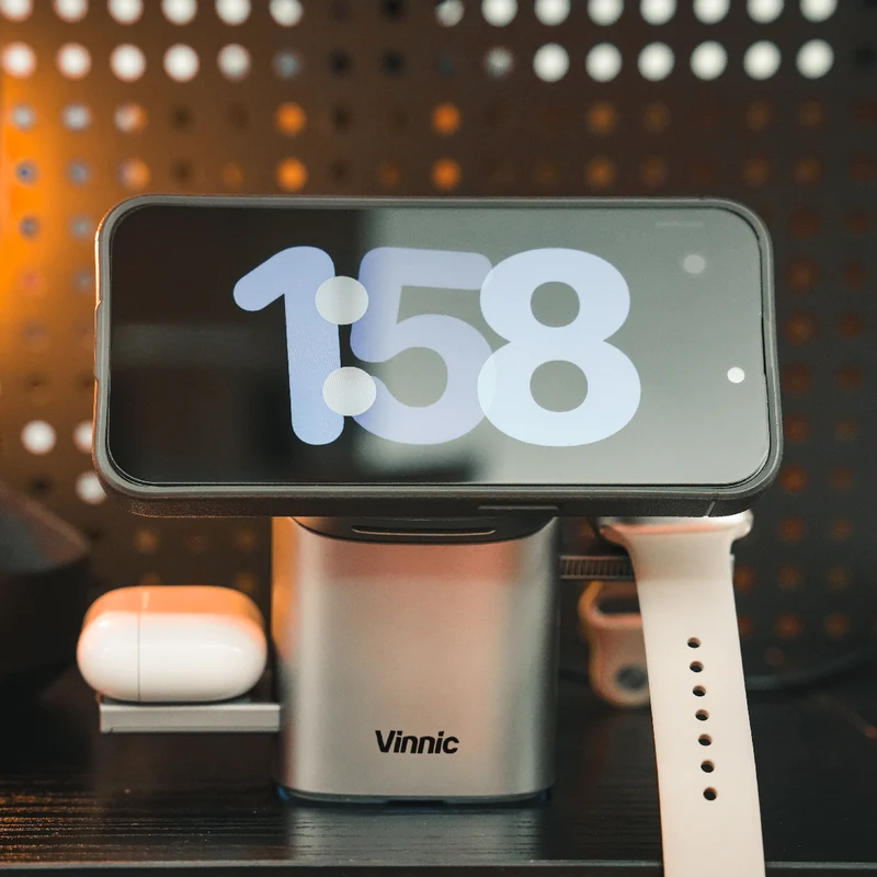 Vinnic OWL PEAK2 3-in-1 MagSafe Ladestation | Auto-Pop-up & Aktive Kühlung