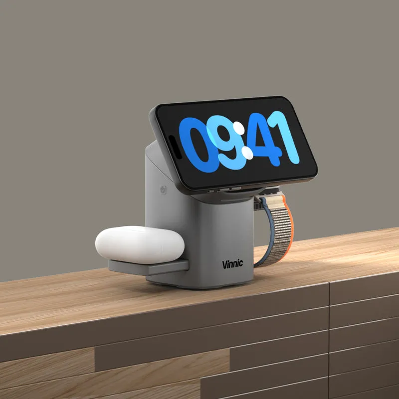Vinnic OWL PEAK2 3-in-1 MagSafe Ladestation | Auto-Pop-up & Aktive Kühlung