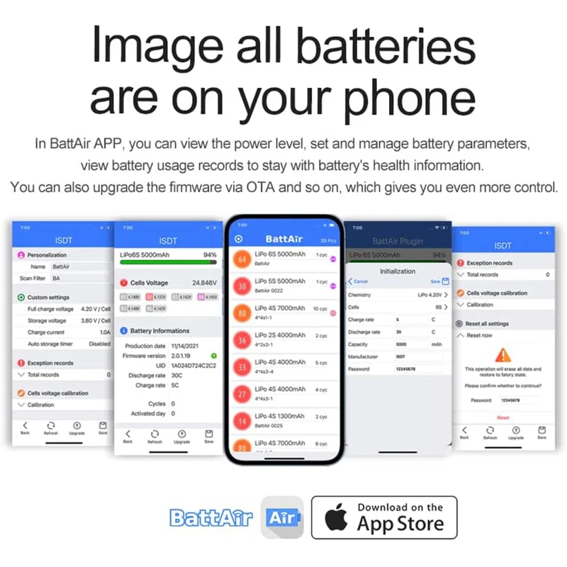 5 Stück BattAir Plugin BMS Smart Controller APP Bluetooth Steuerung 3-4S ISDT