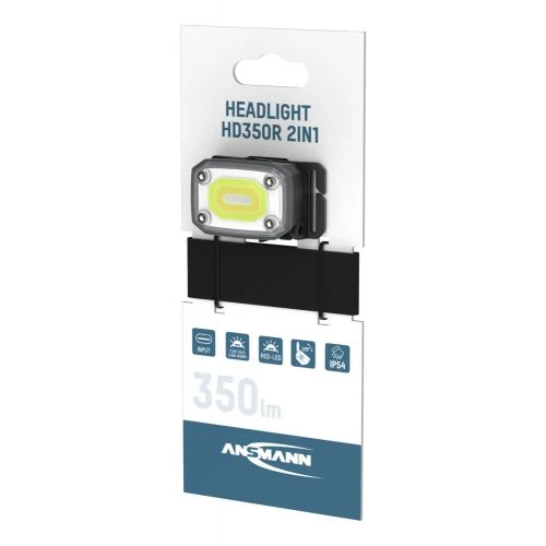 ANSMANN Stirnlampe HD350R 2in1 wiederaufladbar, Schwarz