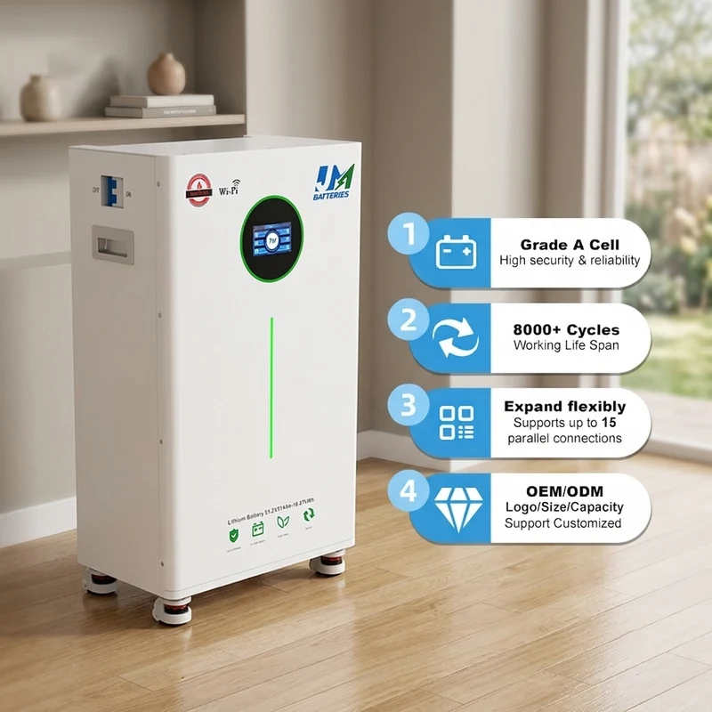 JM 51.2v 48v Rechargeable Solar Energy Storage Lifepo4 Battery