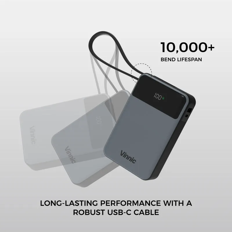 DAMAVAND 2 20.000 mAh Powerbank mit integriertem 65 W USB-C-Kabel