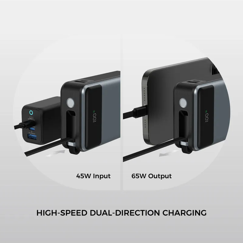 DAMAVAND 2 20.000 mAh Powerbank mit integriertem 65 W USB-C-Kabel