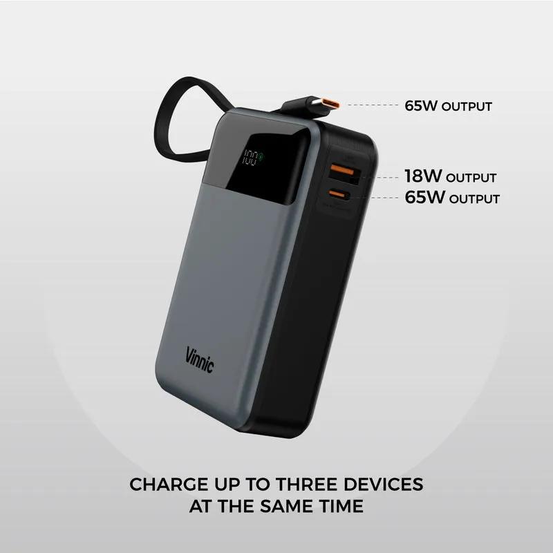 DAMAVAND 2 20.000 mAh Powerbank mit integriertem 65 W USB-C-Kabel