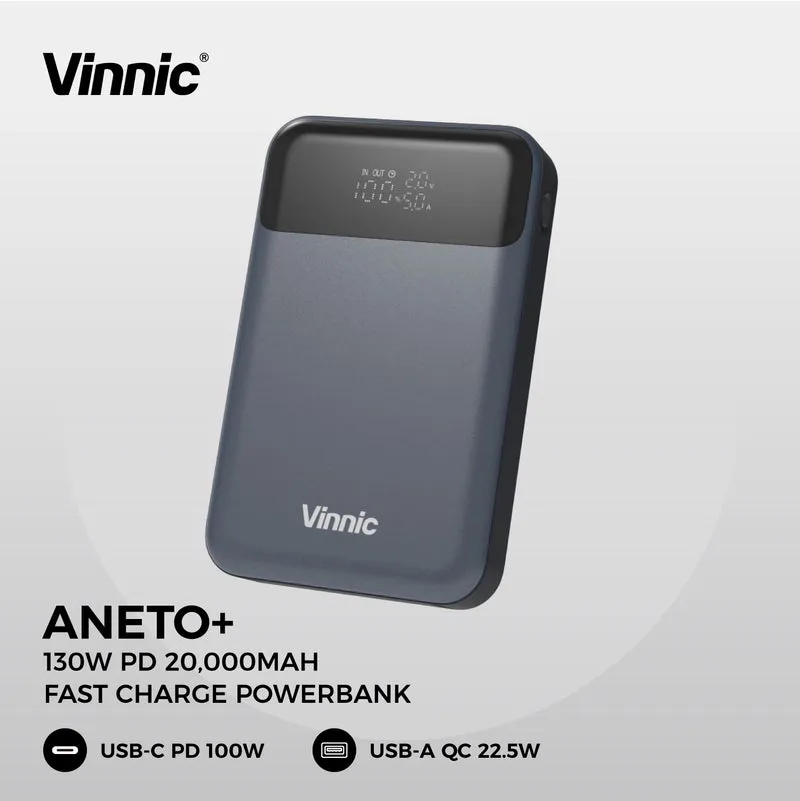 ANETO+ 130W PD 20.000mAh Schnelllade-Powerbank