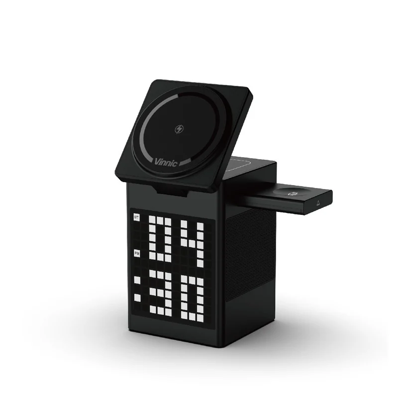 Vinnic Spickard 5-in-1 Pixel Art Ladestation | 15W MagSafe, Lautsprecher & Uhr