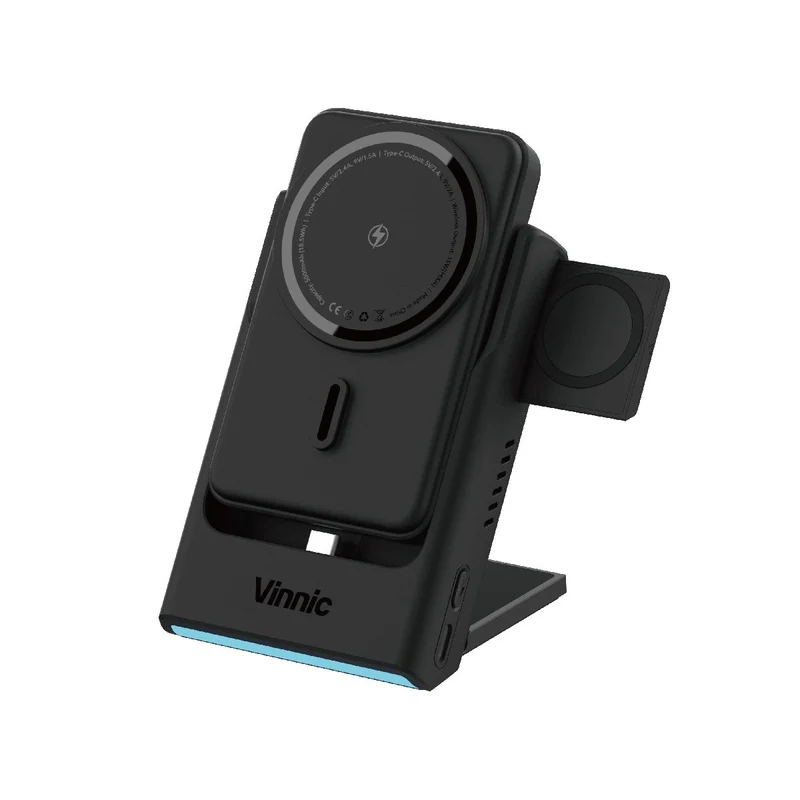 Vinnic Aello Peak 3-in-1 True Wireless MagSafe Ladestation & 5000mAh Powerbank | Abnehmbar | Für iPhone, Apple Watch, AirPods