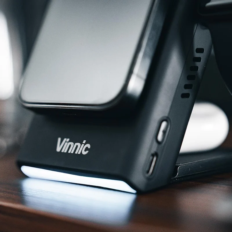 Vinnic Aello Peak 3-in-1 True Wireless MagSafe Ladestation & 5000mAh Powerbank | Abnehmbar | Für iPhone, Apple Watch, AirPods