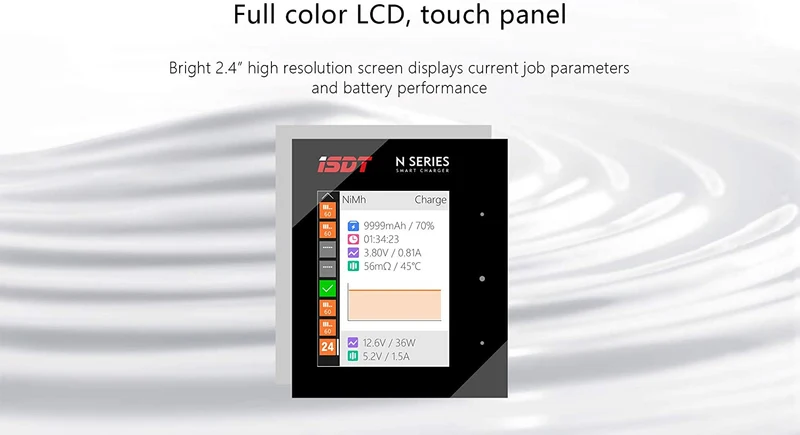 ISDT N8 Batterieladegerät Akku Ladegerät LCD-Display Schnellladegerät für 8 Akkus NI-MH NI-Cd AA AAA Li-lon LiFePO4 Akku