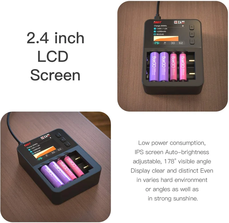 ISDT C4 EVO Batterieladegerät Akku Schnellladen TYPE-C QC 3.0 LiHv- und LiFePO4 18650 18700 26650 wiederaufladbare Batterien