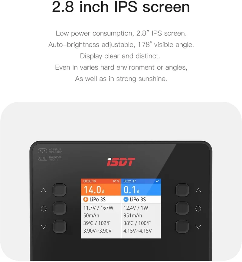 ISDT K2 Lipo AC 200W DC 500Wx2 20A Akku Ladegerät Balance Entlader für Life/Lilon/LiPo 1-6S/ LiHv/Pb/NiMH RC Akku Batterien