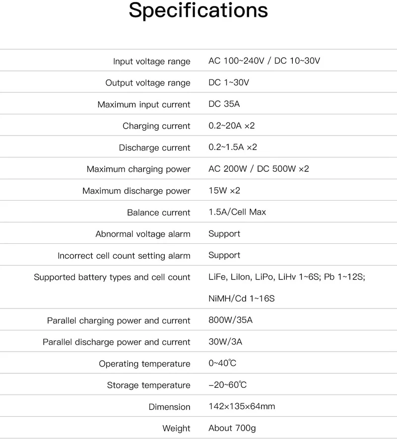 ISDT K2 Lipo AC 200W DC 500Wx2 20A Akku Ladegerät Balance Entlader für Life/Lilon/LiPo 1-6S/ LiHv/Pb/NiMH RC Akku Batterien