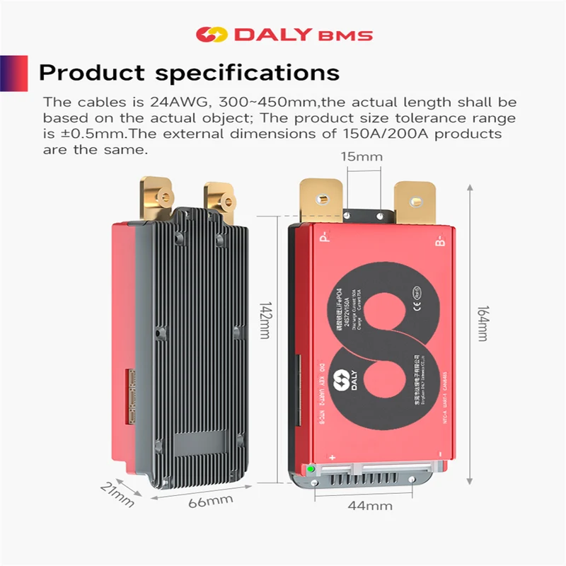 Daly smart bms Lifepo4 8S 24V 150A mit Lüfter bluetooth 50 120 209