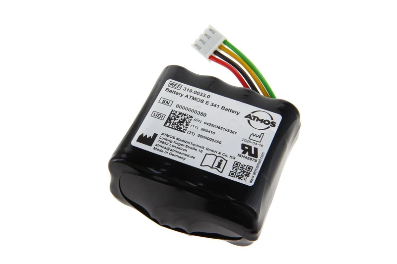 Atmos Original Li Ion Akku passend für Atmos Atemwegabsauggerät E341 - 14,4 V 6700mAh 41x74x70 mm