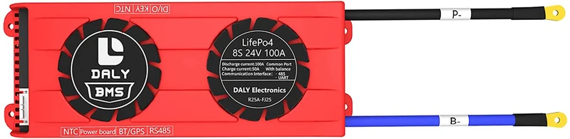 Daly smart bms Lifepo4 8S 24V 100A with Fan bluetooth 33 65 184