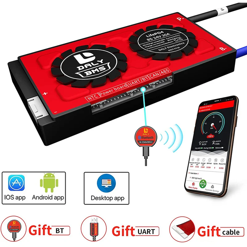 Daly smart bms Lifepo4 8S 24V 30A bluetooth 13 66 128