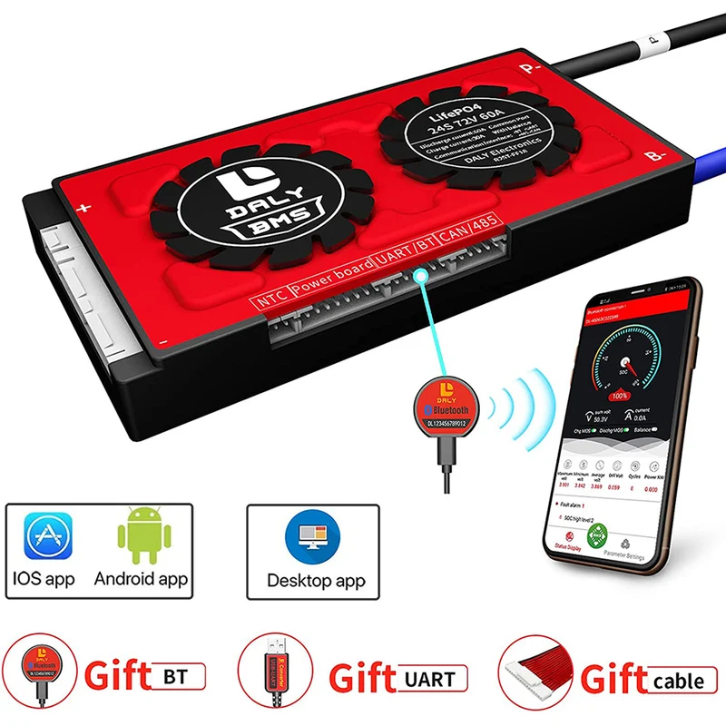 Daly smart bms Lifepo4 24S 72V 60A bluetooth 18 66 128