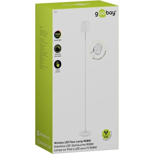 Goobay kabellose LED-Stehleuchte XL 122 cm RGBW weiß