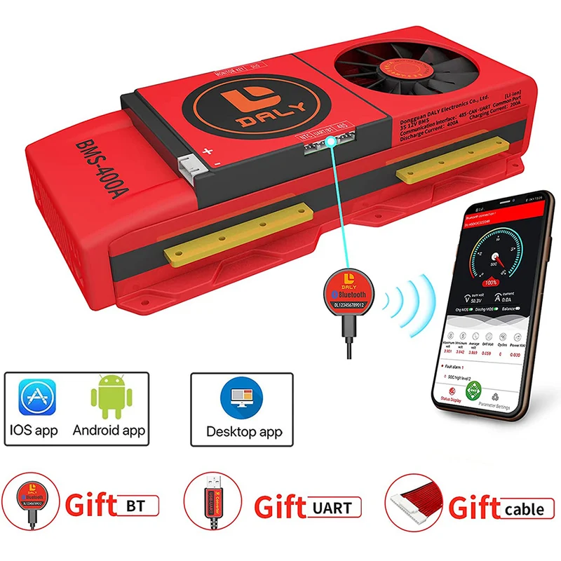 Daly smart bms Lion 3S 12V 400A FAN bluetooth BMS boardithium battery protection Board 52130257