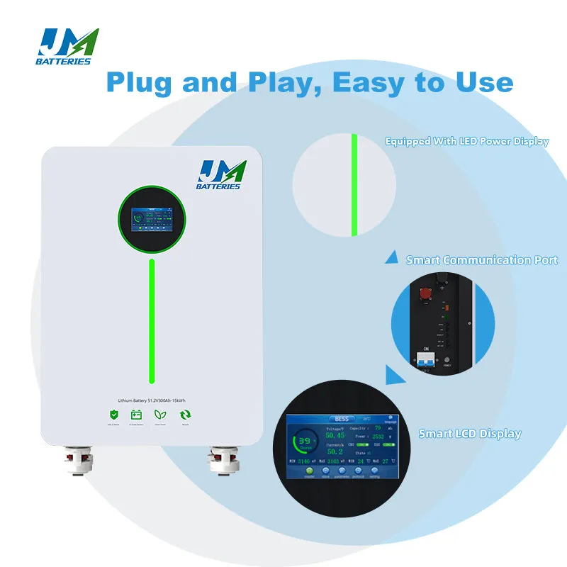 JM Home and Solar Energy Storage Battery 48V 15kwh Lithium Ion LiFePO4 Battery