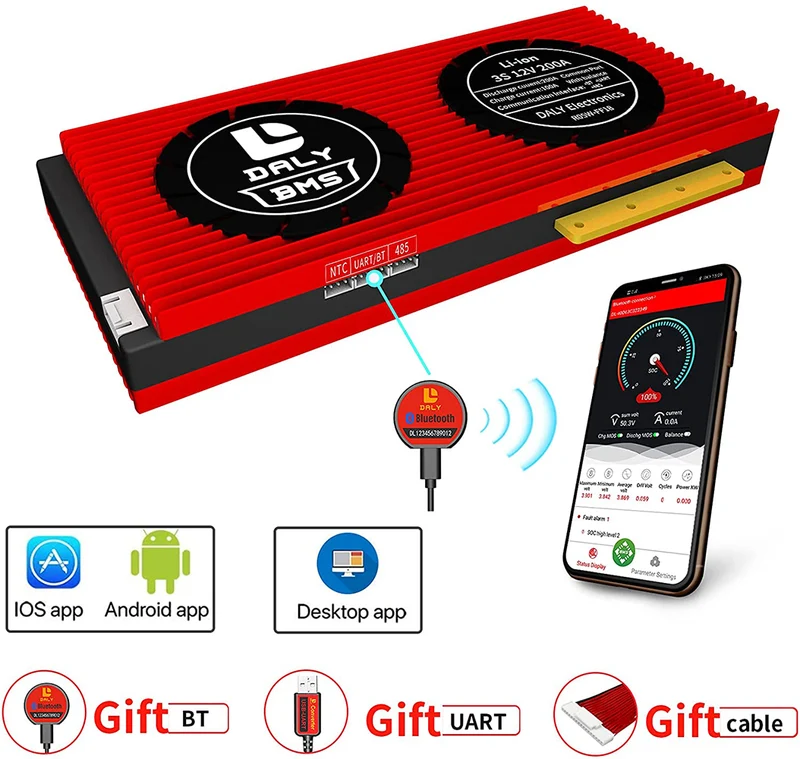 Daly smart bms Lion 3S 12V 200A bluetooth BMS boardithium battery protection Board 32130221