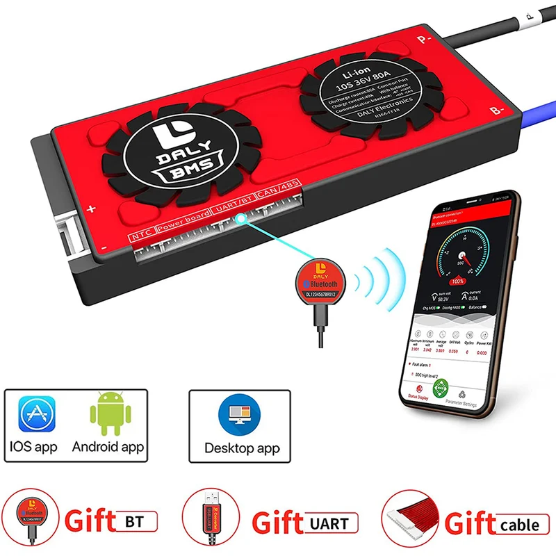 Daly smart bms Lion 10S 36V 80A bluetooth BMS board 19 66 150