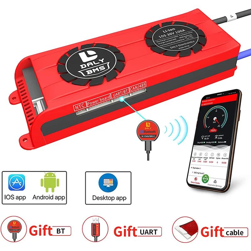 Daly smart bms Lion 10S 36V 100A FAN bluetooth BMS board 33 65 184