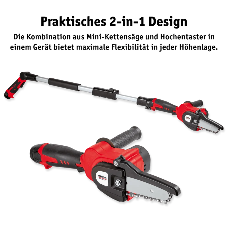 Li-Ion-Akku Hochentaster Kettensäge 12 V mit 2 Akkus