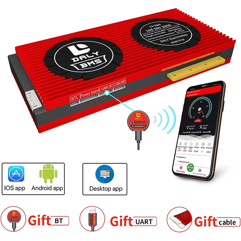 Daly smart bms Li-ion 10S 36V 200A bluetooth 32 130 221