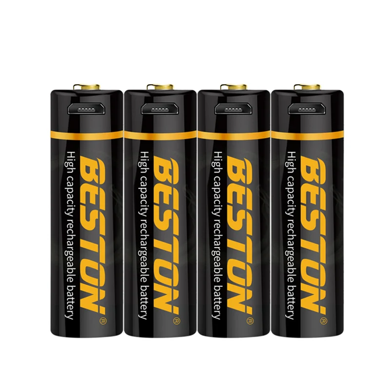 4 × 1,5 V 3500 mWh Langlebige USB-wiederaufladbare Doppel-A-Li-Ionen-Batterien Beston Lithium-Batteriezelle
