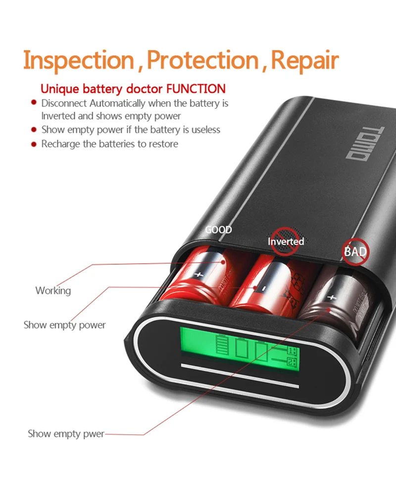 18650 Akku Ladegerät Praktisch DIY tragbares Batteriegehäuse 18650 Li-Ion Akku Powerbank
