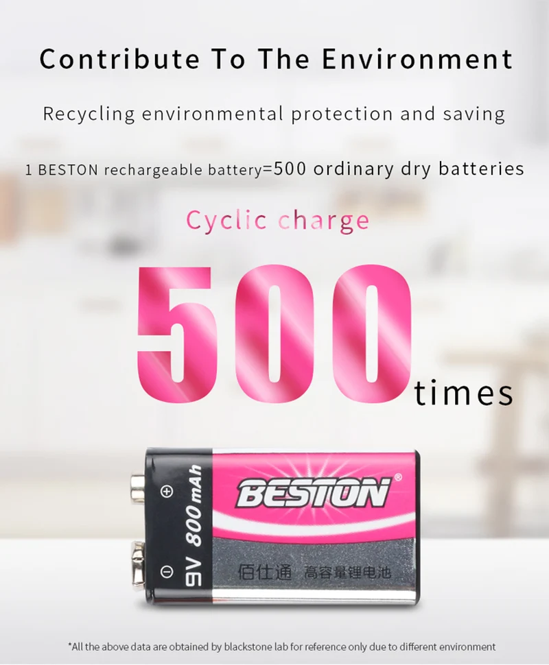 9V wiederauf lad bares LI-Ionen-Lithium-Ladegerät plus 9V 800mAh Batterie-Kits BESTON 2 Bay Smart