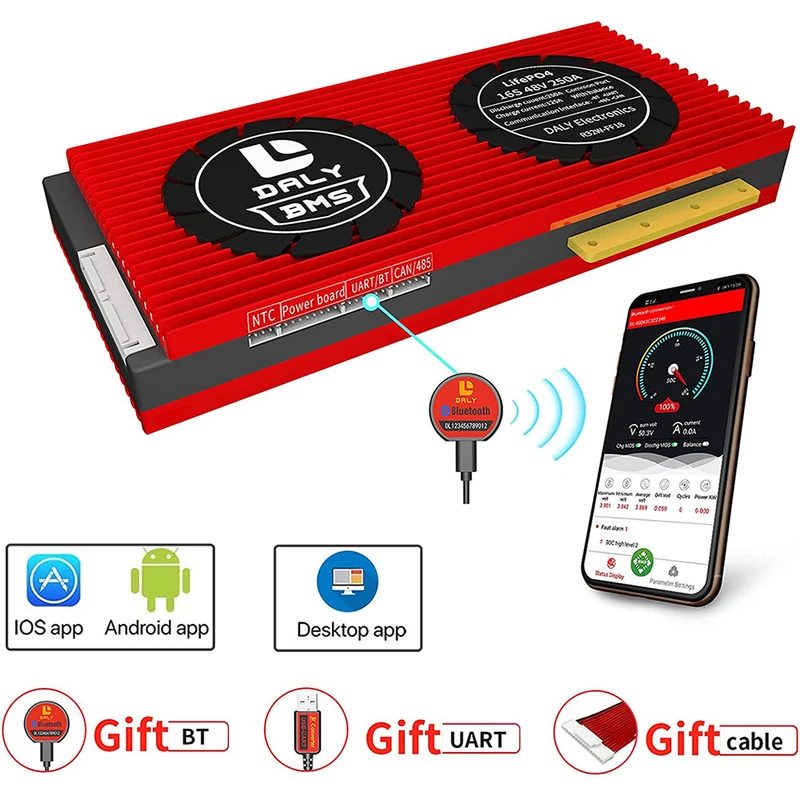 Daly smart bms Lifepo4 Li-ion 16S 48V 60V 200A bluetooth BMS board 32130221